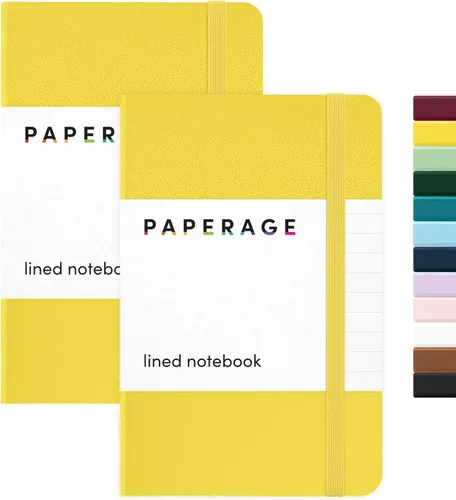 Vista 9 de Juego de 2 cuadernos blocs de notas de bolsillo pequeño, pauta universitaria, 3.7 x 5.6 pulgadas, minidiario de tapa dura, papel grueso de 3.5 Negro