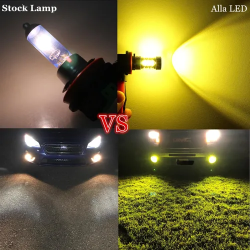 Vista 2 de Alla Lighting Bombillas LED antiniebla 9140 9145 H10 o DRL, 3000K amarillo dorado PY20D H10 9155, salida de luz de 360° súper brillante 3030 SMD