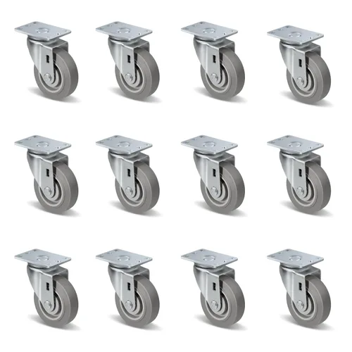Vista 30 de Ruedas resistentes de 3 pulgadas, ruedas giratorias con frenos, ruedas de placa con rueda de goma para muebles, plataforma, camión, carrito