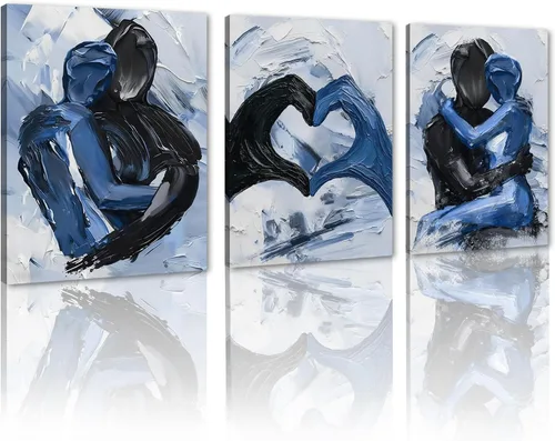 Vista 19 de Novatique 3 piezas de arte de pared sexy en blanco y negro para parejas desnudas, decoración de pared abstracta de amor para mujeres y hombres, arte