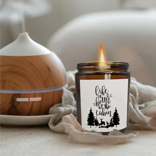 Vista 3 de Mancheng-zi Velas perfumadas Life is Better at The Cabin, regalos de cabina y decoración