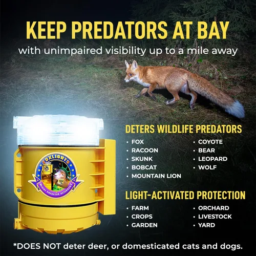 Vista 6 de Fox Lights Night Predator - Luz de control disuasorio con LED intermitentes, repelente de animales, protector de protección para bandadas, jardín