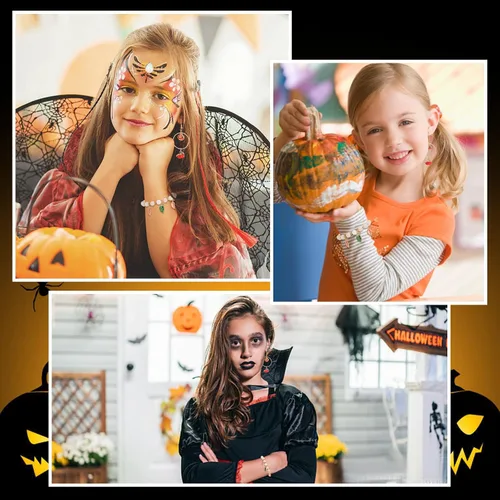 Vista 2 de PH PandaHall 60 dijes de calabaza de 10 estilos, colgantes de calabaza de Halloween 3D, dijes de hojas de verduras de aleación, colgantes de metal
