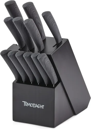 Vista 4 de Hampton Forge Tomodachi HMC01B612L Raintree Ash - Juego de bloques de cuchillos de 13 piezas