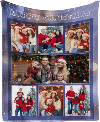 Vista 30 de Manta personalizada con tus fotos favoritas, manta personalizada con mis propias imágenes para familia, mamá, papá, hija, hijo, perro, hermanas