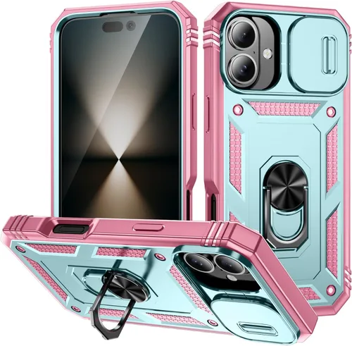 Vista 56 de Funda para iPhone 14, a prueba de golpes, resistente a los impactos, con lente deslizante protectora para iPhone 14 (6.1 pulgadas) (azul)