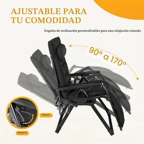 Vista 4 de NEWBULIG Silla de gravedad cero, reclinable plegable para patio con Oscuro