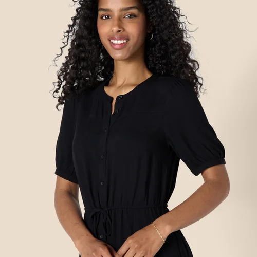 Vista 4 de Tienda Essentials Womens Fit and Flare Half-Sleeve Waisted Midi A-Line Dress with Pockets