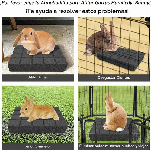 Vista 5 de Hamiledyi 2 almohadillas rascadoras de conejo, almohadillas para moler lava, almohadillas para pies de animales pequeños, juguetes para masticar