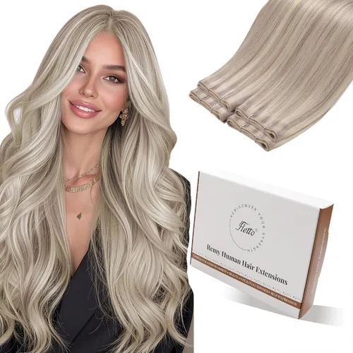 Vista 15 de Hetto - Extensiones de cabello humano real para coser, color negro azabache, #1, 12 pulgadas, 2.47 onzas Adhesivo suave, fuerte, uso diario