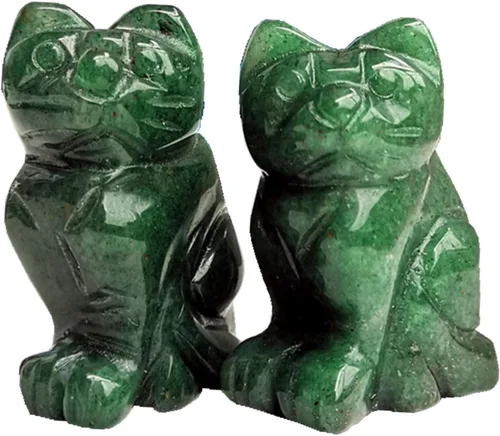 Vista 8 de 2 piezas de cristales de labradorita negra natural y piedras curativas, figuras de gato de la suerte talladas en bolsillo, coleccionables de 1.5