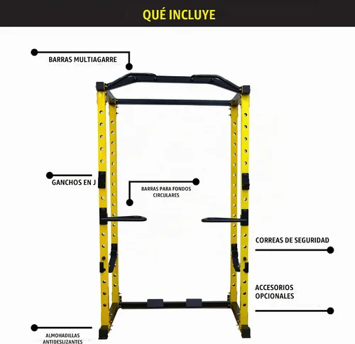 Vista 2 de HulkFit Pro Series Power Cage y accesorios de gimnasio en casa - Amarillo
