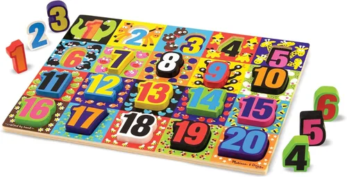 Vista 4 de Melissa & Doug – Rompecabezas de madera de piezas grandes de números jumbo (20 piezas)