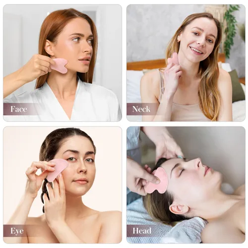Vista 3 de rosenice Gua Sha Herramientas faciales Guasha Herramienta Gua Sha Jade Piedra para el cuidado de la piel facial Cuerpo Acupuntura Alivia