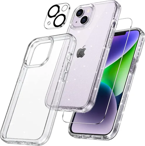 Vista 11 de Maxdara - Carcasa magnética transparente para iPhone 13 con protector de pantalla, transparente Funda transparente delgada 3 en 1 con protector