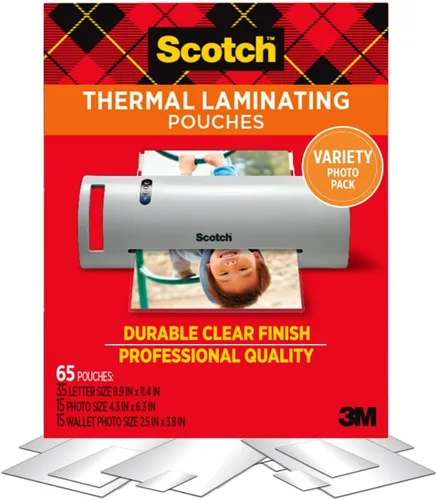 Vista 14 de Bolsas de laminación térmica Scotch, para uso con laminadores térmicos, 8.9 x 11.4 pulgadas, hojas tamaño carta, paquete de 100
