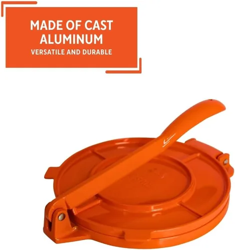 Vista 3 de IMUSA USA Prensa de tortilla de aluminio de 8 pulgadas, color naranja