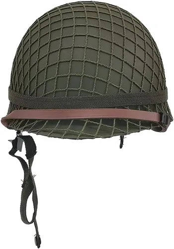 Vista 7 de WWII US WW2 Army M1 Casco de acero con red/lona correa de barbilla DIY pintura