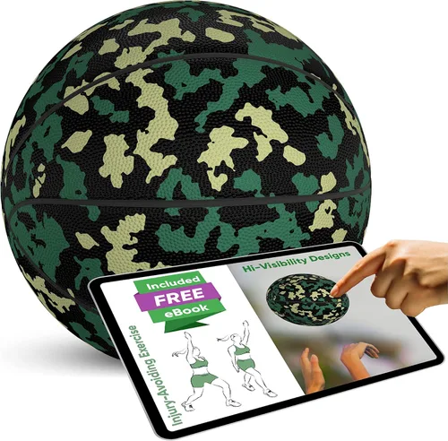 Vista 7 de Millenti Street-Wise - Balones de baloncesto de camuflaje coloridos destacados para hombres, mujeres, jóvenes, niños, básquetbol callejero fresco al