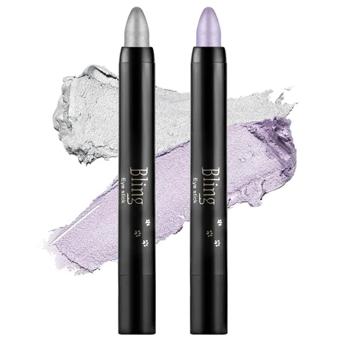 Vista 18 de Boobeen Sombra de ojos en barra impermeable con lápiz de sombra de ojos en crema brillante, kit de maquillaje de ojos con purpurina fácil de usar