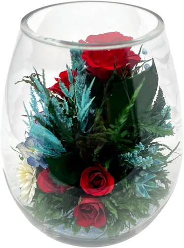 Vista 5 de Fiora Flower Rosas preservadas y arreglo floral en jarrón de vidrio sellado Dura hasta 5 años Regalo elegante para bodas, cumpleaños y Brisa