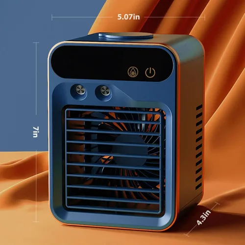 Vista 5 de Aire acondicionado portátil recargable de oficina en tres velocidades y velocidad de pulverización, ventilador de enfriamiento evaporativo portátil