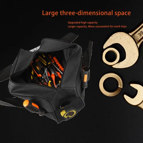 Vista 5 de FASTECH Bolsa de herramientas resistente de 14 pulgadas, bolsa de herramientas de boca ancha, bolsa organizadora de herramientas impermeable, bolsa