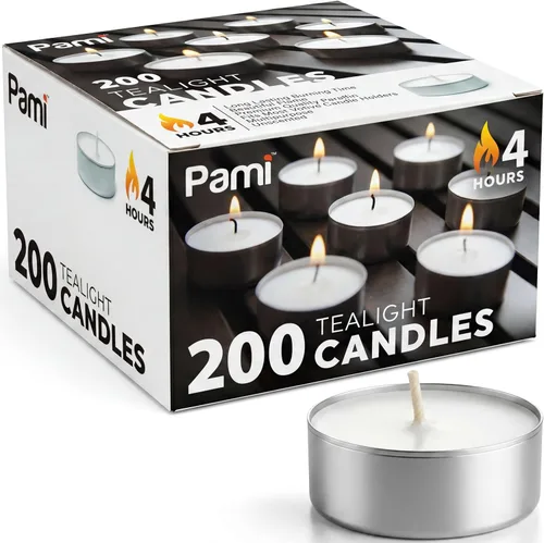 Vista 11 de PAMI - Velas de té, cera de parafina, sin perfume, 4 horas de tiempo de combustión, 50