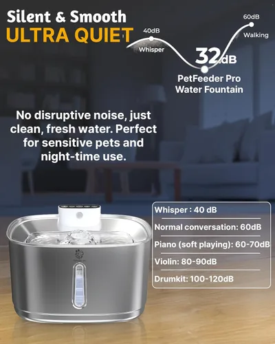 Vista 7 de Fuente de agua inalámbrica para gatos, 3.2L/108 onzas, fuente de acero inoxidable, fuente automática para beber gatos inalámbrica y recargable