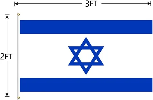 Vista 2 de Nacilerto Bandera de Israel de 2 x 3 pies, colores vivos, doble costura de poliéster, banderas nacionales israelíes con 2 ojales de latón.