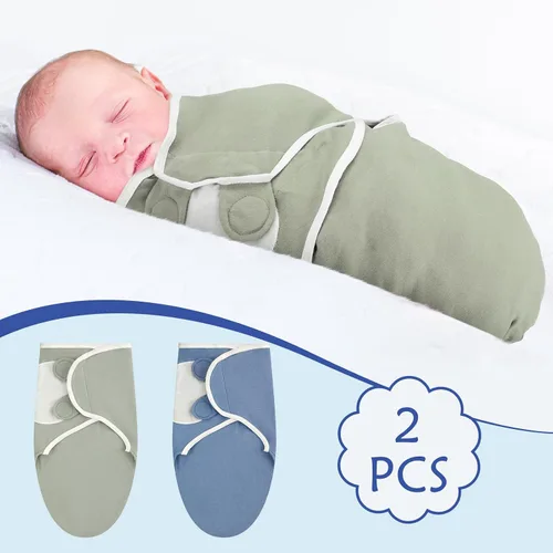 Vista 3 de 2 unidades, manta de algodón ajustable para niños y niñas (azul, verde)