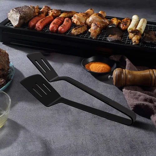 Vista 6 de Pinzas de silicona para barbacoa, abrazadera de acero inoxidable para asar y ensalada