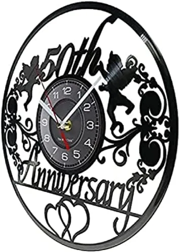 Vista 2 de Reloj de pared 50 aniversario Reloj de pared Ángeles Corona Retro Disco de vinilo Reloj de pared 50 años Matrimonio Boda Regalo de Álbum de Música