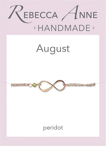 Vista 2 de Pulsera con dije de infinito con piedra natal, joyería hecha a mano, regalo para ella