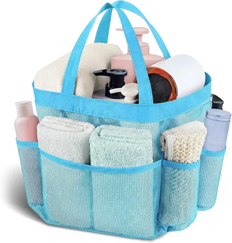 Vista 9 de Attmu Organizador de ducha de malla portátil, de secado rápido, bolsa de ducha colgante para dormitorio universitario, artículos esenciales de gran