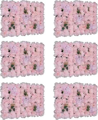 Vista 10 de Panel de pared de flores artificiales 3D, 24 x 16 pulgadas, 10 paneles de fondo de pared para exteriores, interiores, fiestas, bodas, día de San