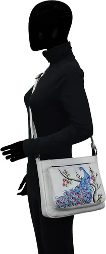 Vista 4 de Anna by Anuschka Hand Painted Womens Genuine Leather Medium Crossbody Handbag
