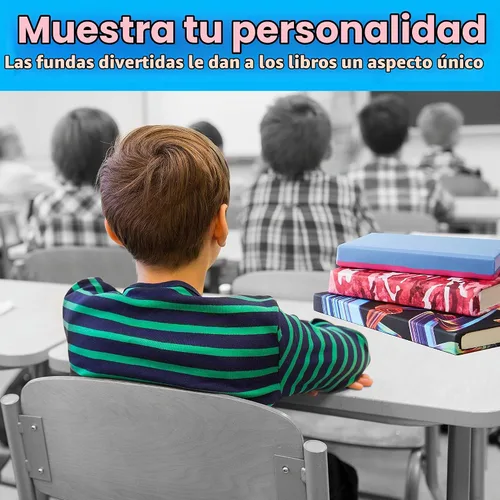 Vista 3 de Fundas reutilizables para libros fáciles de aplicar, paquete de 3 unidades. Las mejores chaquetas jumbo de 9 x 11 pulgadas para libros de texto
