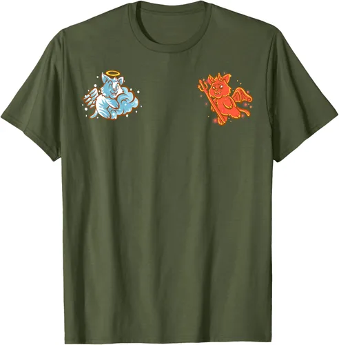 Vista 90 de Camiseta de gato ángel y diablo sentado en tu hombro Nerd Kitten, Negro