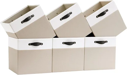 Vista 8 de Cajas Organizadoras de Cubo de Almacenamiento Organizador de Cubby de Tela 7.7 oz/yd² para Estante, Estantería, Clóset, Armario, Guardarropa