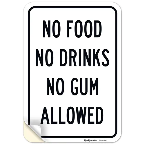 Vista 9 de Letrero de No Food No Drinks No Gum Allowed, 10 x 7 pulgadas, libre de óxido, aluminio 040, resistente a la decoloración, fabricado en Estados