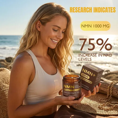 Vista 2 de Suplemento NMN de 1000 mg, NMN liposomal 4 en 1 1000 mg orgánico puro para suplemento NAD+ con quercetina, TMG, alternativa a NMNH, apoya la energía