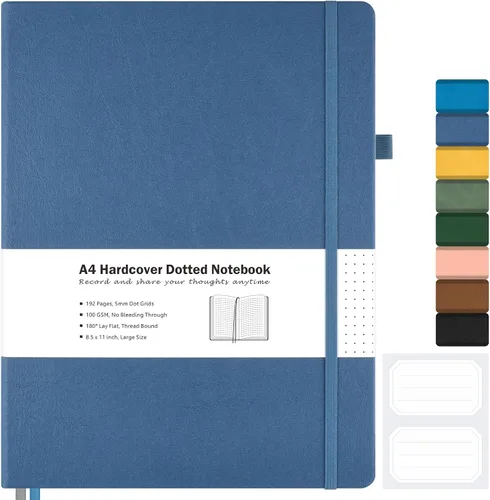 Vista 22 de Cuaderno de papel cuadriculado, cuaderno de tapa dura de 8.5 x 11, cuaderno de cuadrícula para mujeres, hombres, diarios grandes de cuero