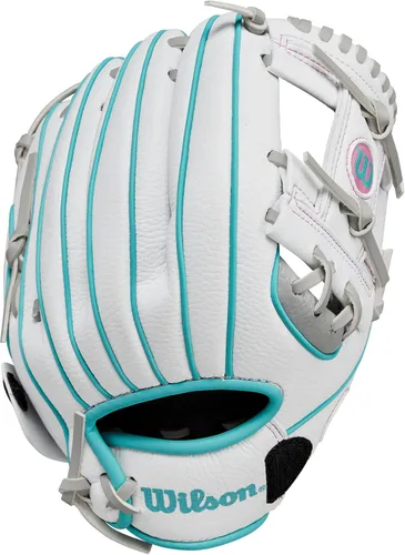 Vista 2 de Wilson A200 - Guantes de béisbol para jóvenes Plata/blanco/verde azulado