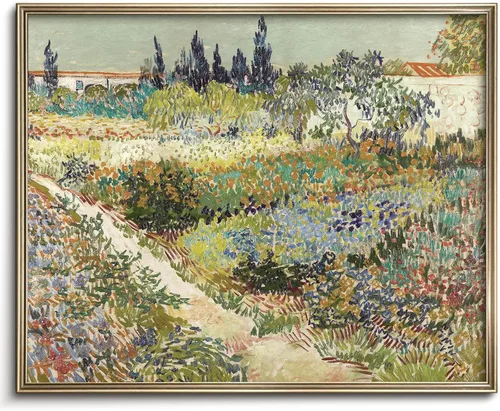Vista 12 de Pintura vintage de paisaje de campo de flores silvestres, arte de pared de paisaje rural de granja, impresión artística de paisaje de jardín