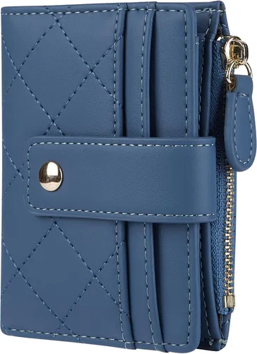 Vista 40 de Cartera de cuero para mujer, pequeña, compacta, plegable, con bolsillo para monedas con cremallera