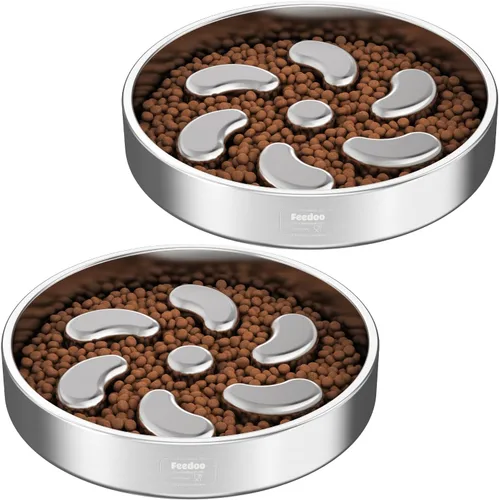 Vista 8 de Cuenco para perro de alimentación lenta, 1 taza para cachorros pequeños, cuenco de rompecabezas de acero inoxidable 304 de doble capa, antiasfixia