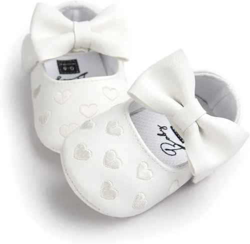 Vista 5 de RVROVIC Zapatos de bebé para niñas suela suave zapatos planos Mary Jane vestidos de princesa zapatos de poliuretano lindo lazo precaminante