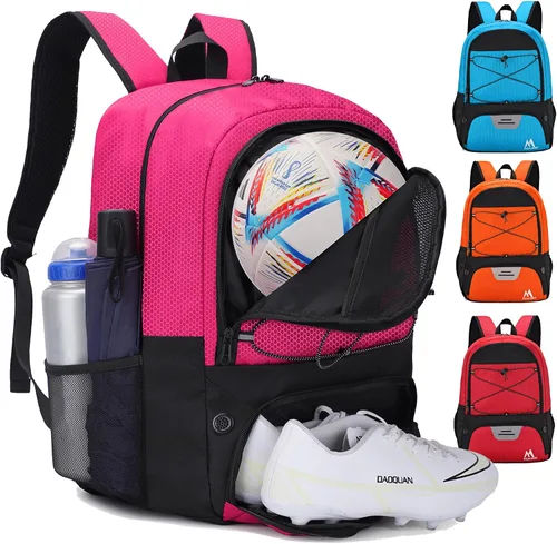 Vista 15 de Hsmihair - Bolsa de fútbol - Mochila de fútbol y mochila para fútbol, voleibol y baloncesto, con compartimento para pelota y tacos separados