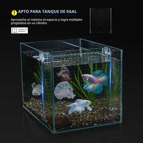 Vista 7 de Divisor de tanque de peces acrílico, divisor de tanque de 5 galones, juego de separador de tanque de peces transparente ajustable con ventosas